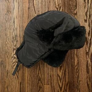 Black winter fur hat top